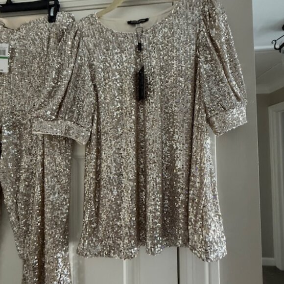Sequin Joggers and Matching Sequin Short Sleeve Top - Picture 6 of 6
